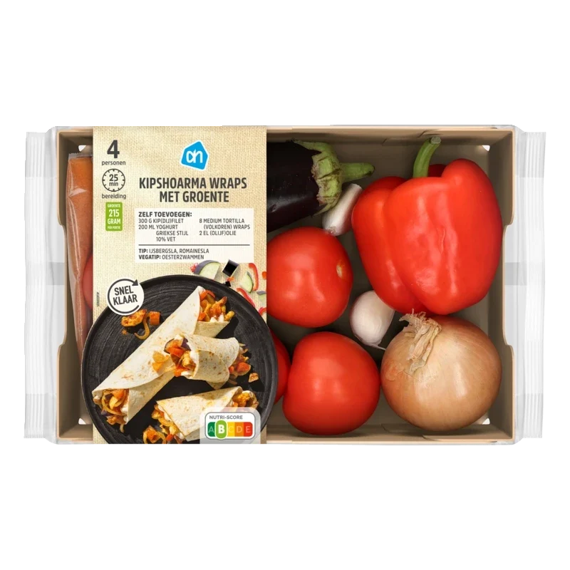 Kip-shoarma wraps met groente verspakket