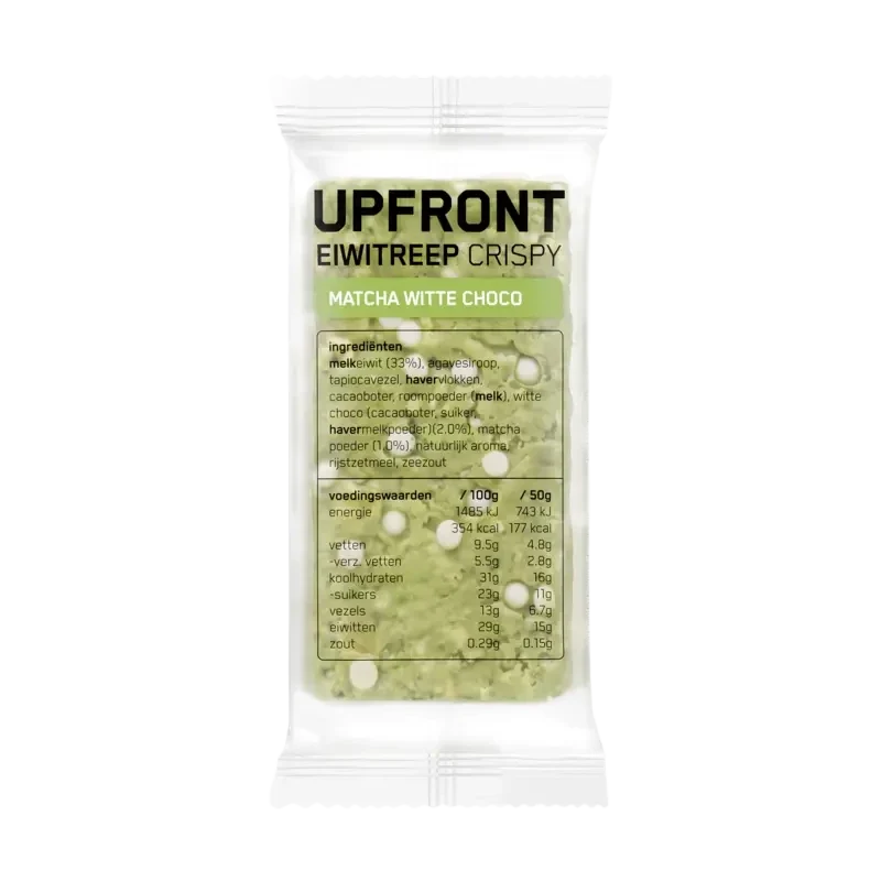 Upfront Eiwitreep crispy matcha witte choco