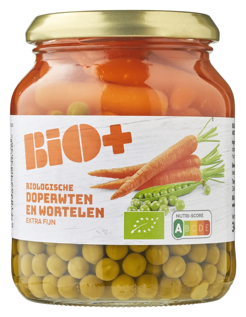 BIO+ Doperwten en wortelen