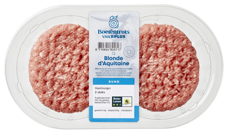 Boerentrots Blonde d'Aquitaine Hamburger 2 stuks