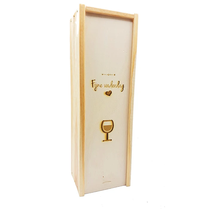 Luxe houten kistje Vaderdag voor 1 fles