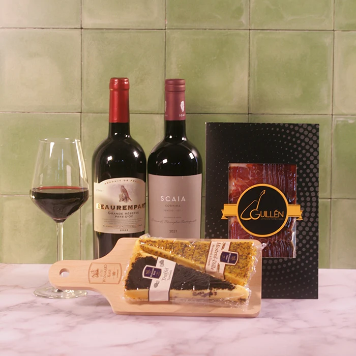 Wijncadeau Duo di Vino met Twee Rode Wijnen, Ibérico en Kaas
