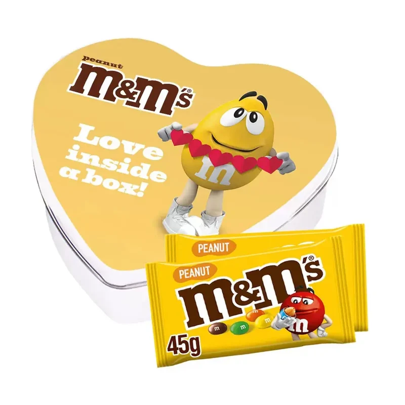 M&M's Peanut - tinnen hartje "Love inside a box!" - 90g