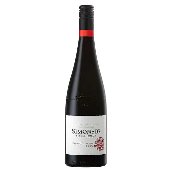 Simonsig Two's Company Cabernet Sauvignon Shiraz 2022 – Soepele Zuid-Afrikaanse Rode Wijn met Zure Kersen, Bramen en Witte Peper