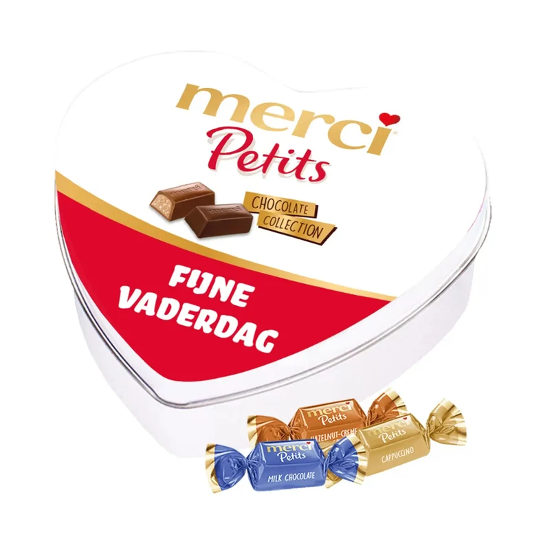 merci Petits geschenkdoos hartje "Fijne Vaderdag" - chocolade cadeau - 7 smaken - 115g