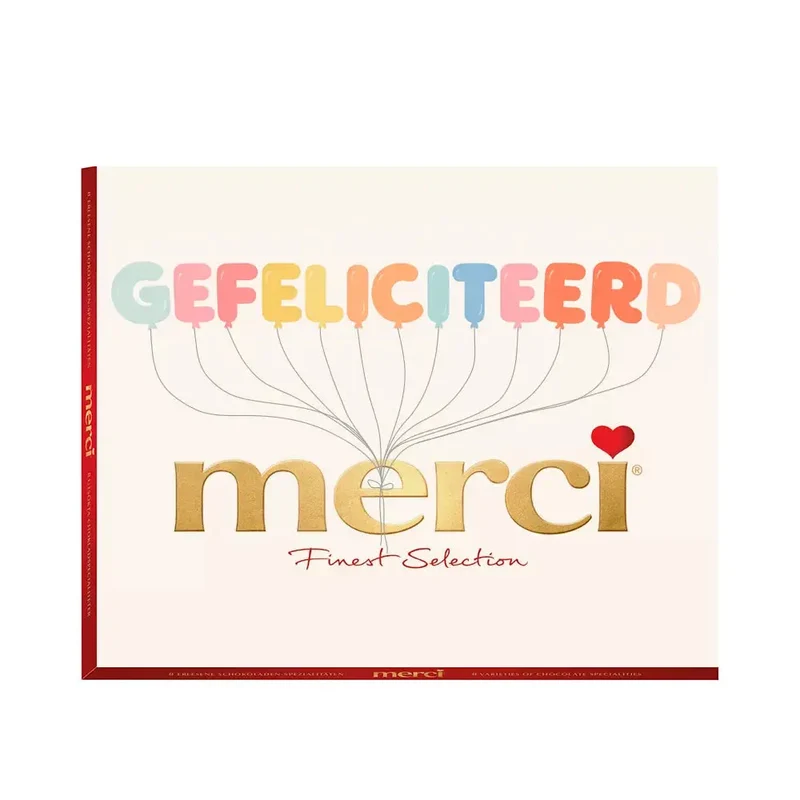 merci "Gefeliciteerd" - merci Finest Selection Assorted chocolade - 8 smaken - 250g