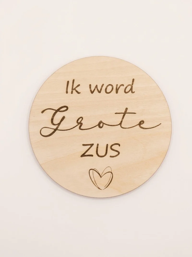 Houten Mijlpaalschijf – "Ik word grote zus/broer”