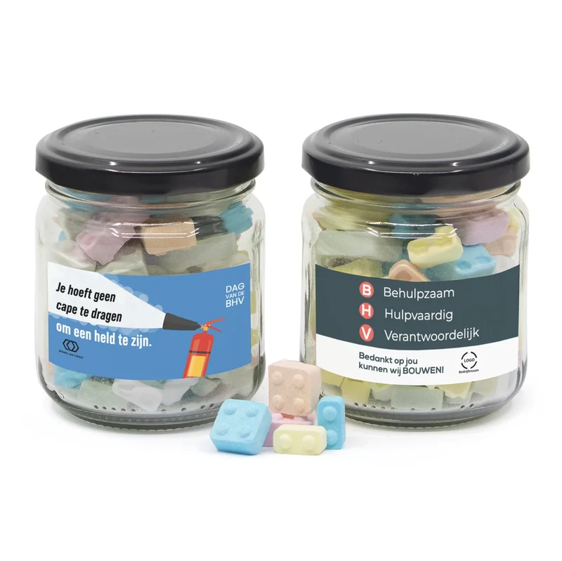 Glazen snoeppotje met bouwsteentjes - BHV