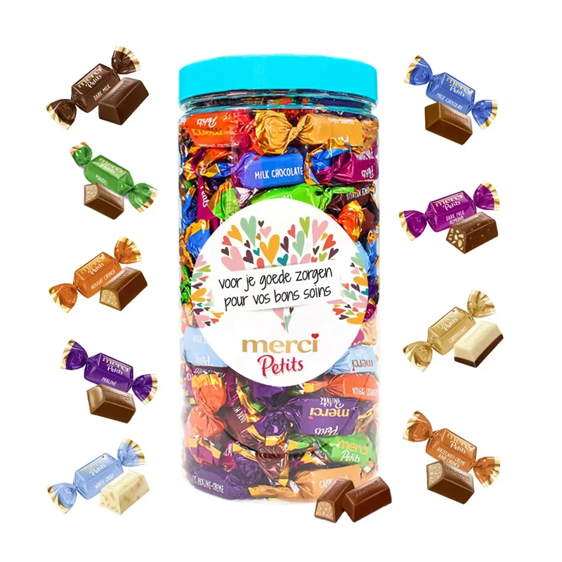 merci Petits chocolade "merci voor je goede zorgen" - chocolade cadeau - bokaal - 700g