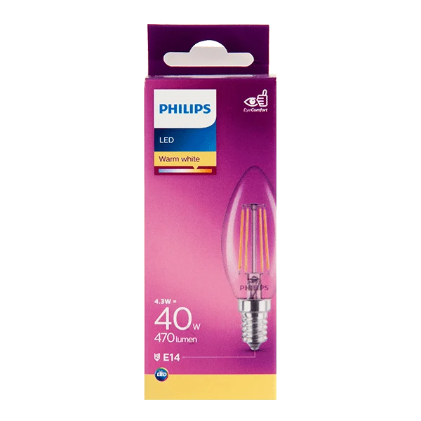 Philips LED filament kaars 40W E14 box