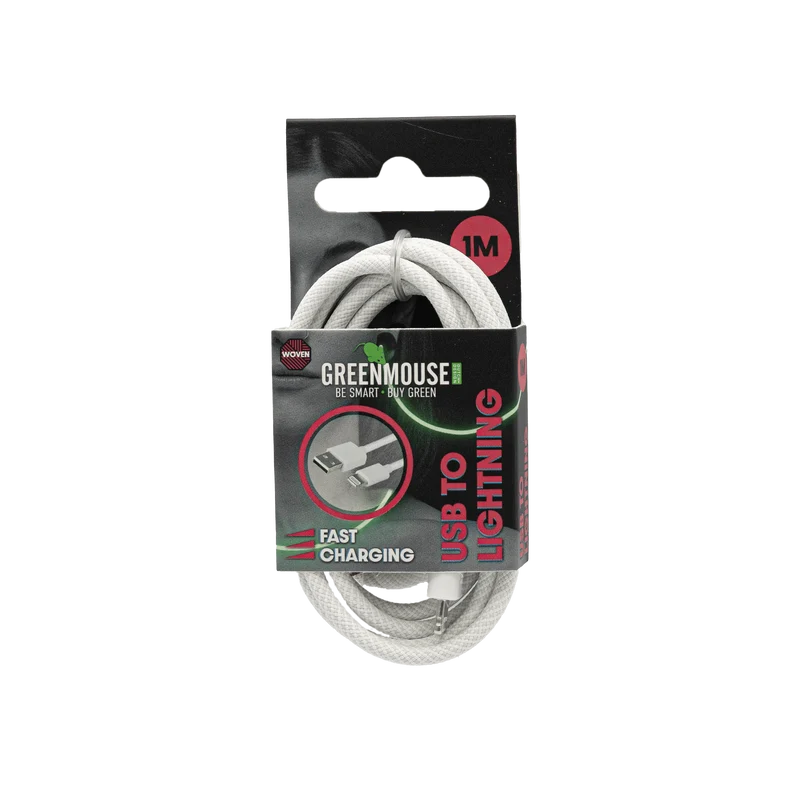 GreenMouse HP Zwart Lightning data cable Woven 1m