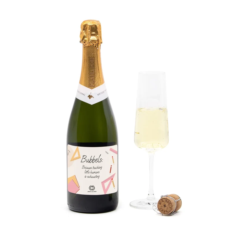 Luxe fles cava met persoonlijk etiket - Leraar