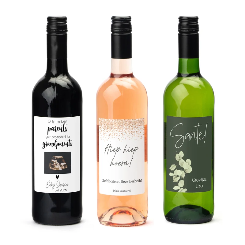 Fles wijn met persoonlijk etiket - Bedankje