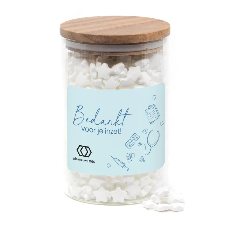 Luxe grote snoeppot met ribbelglas - Verpleging