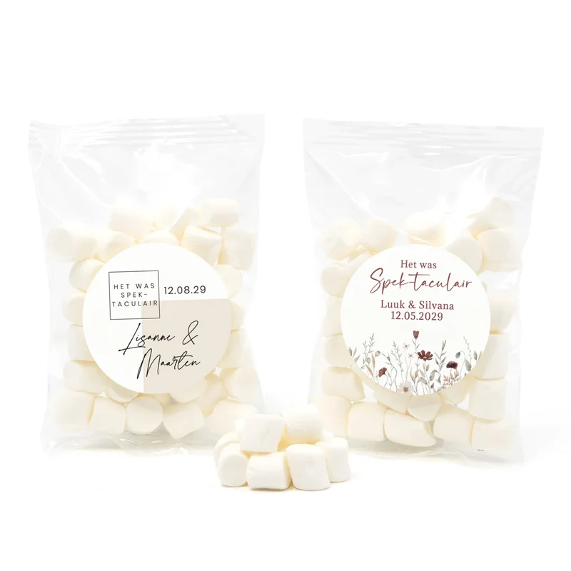 Zakje mini spekjes met eigen etiket - Trouwen