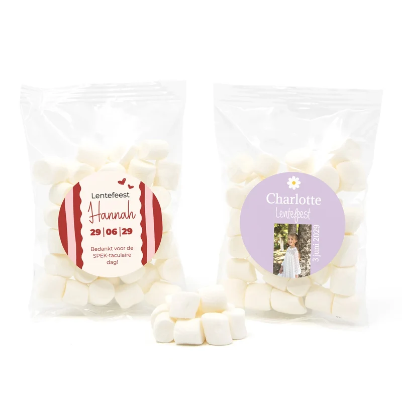 Zakje mini spekjes met eigen etiket - Communie meisjes