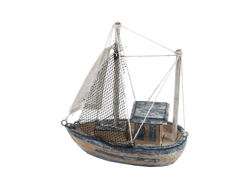 Vissersbootje washed blue 16 cm