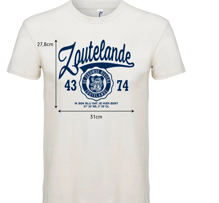 T-shirt Zoutelande off-white met blauw