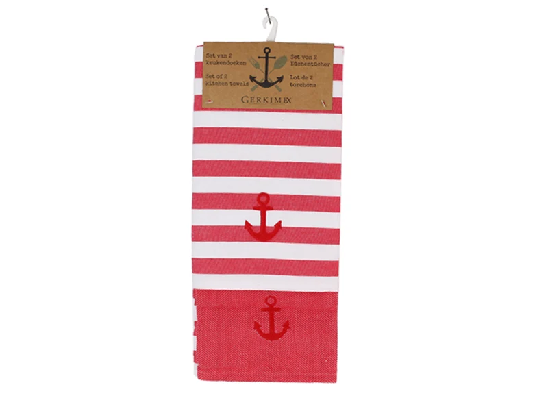 Keukendoeken anker rood set van 2