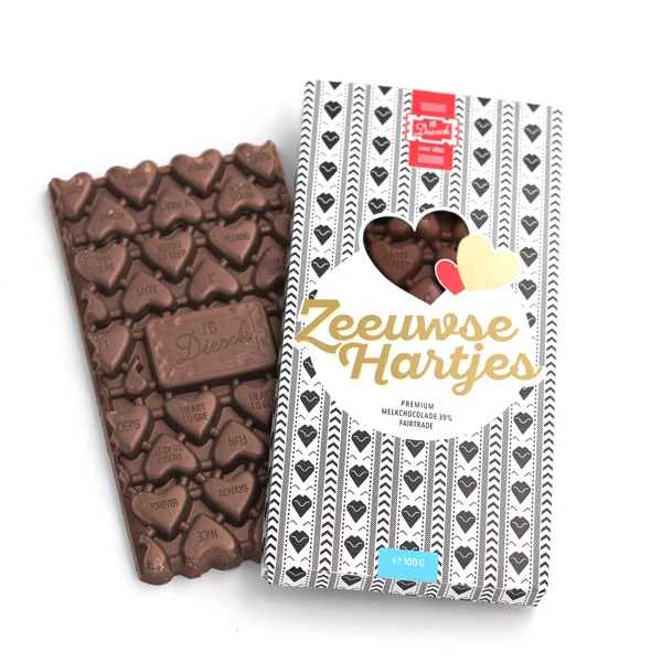 Zeeuwse hartjes chocoladereep Lovely Milk 100 gr