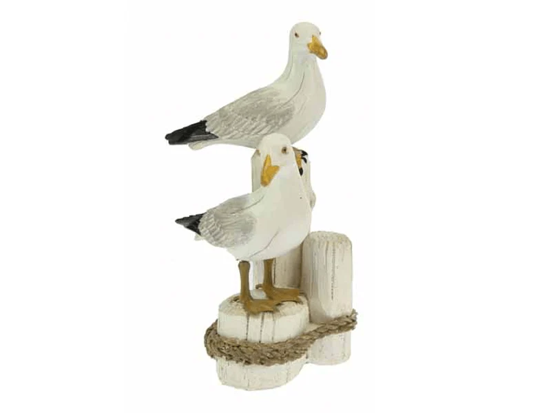 Twee meeuwen op palen 17cm