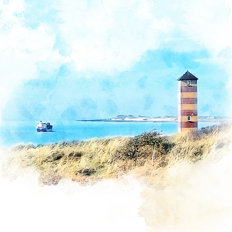 Canvas schilderij 20 x 20 cm Walcheren - Zeeland - Vuurtoren