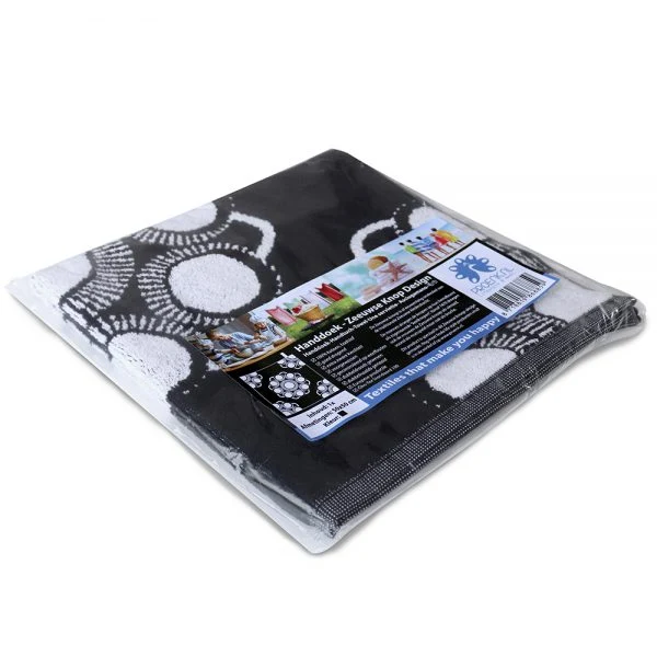 Hand en keukendoek Zeeuwse knop zwart/wit