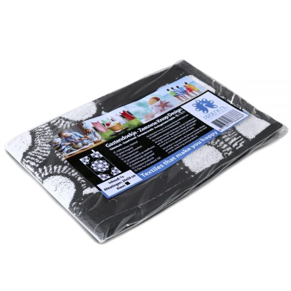 Gastendoek Zeeuwse knop zwart/wit