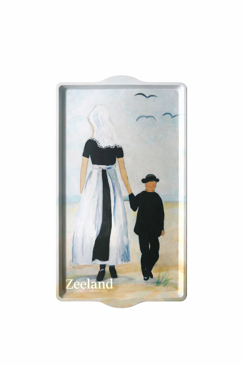 Dienblad middel 27x18 cm Zeeuwse boerin met boertje