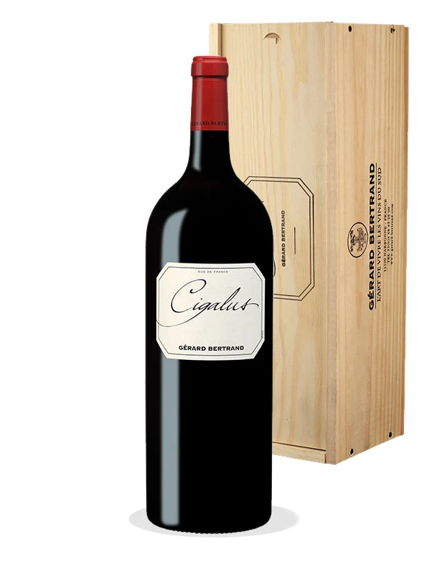 Cigalus Rouge IGP Pays d'Oc 2022 – Magnum (1,5L) avec Caisse Bois vin rouge