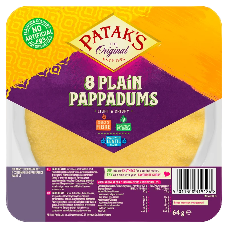 Patak's Pappadums ready to eat