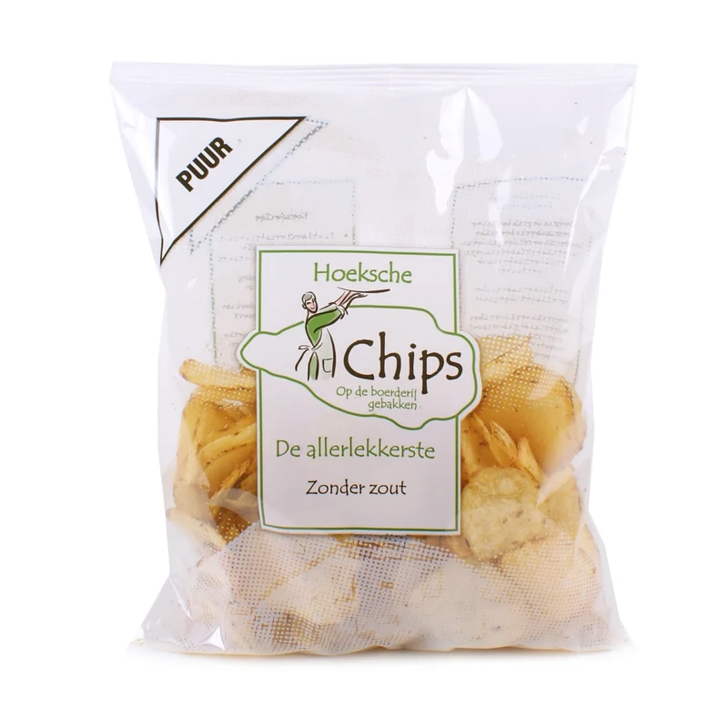 Hoeksche chips zoutloos puur - doos van 10 stuks