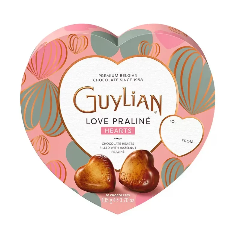 Guylian Love Praliné Hearts - chocolade hartjes met hazelnootvulling - 105g
