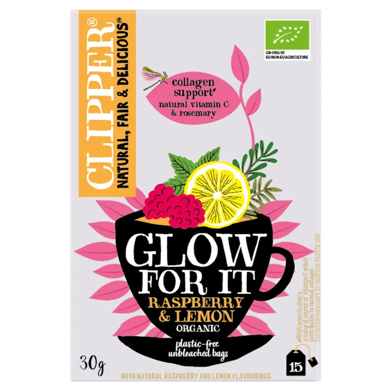 Clipper Glow for it raspberry & lemon