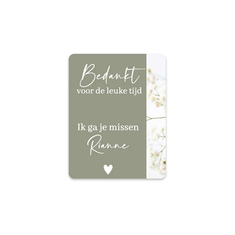 Persoonlijke stickers 30 stuks (3,5 x 4,5 cm) - Bedankt