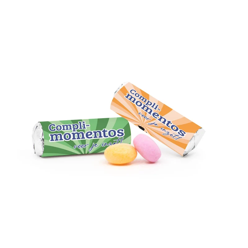 Mini Mentos rolletjes (25 stuks) eigen etiket - Zakelijk