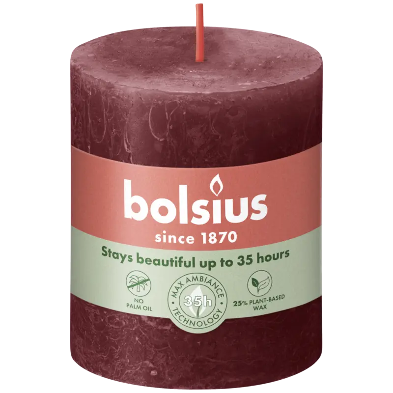 Bolsius Rustieke kaars bordeaux 8cm