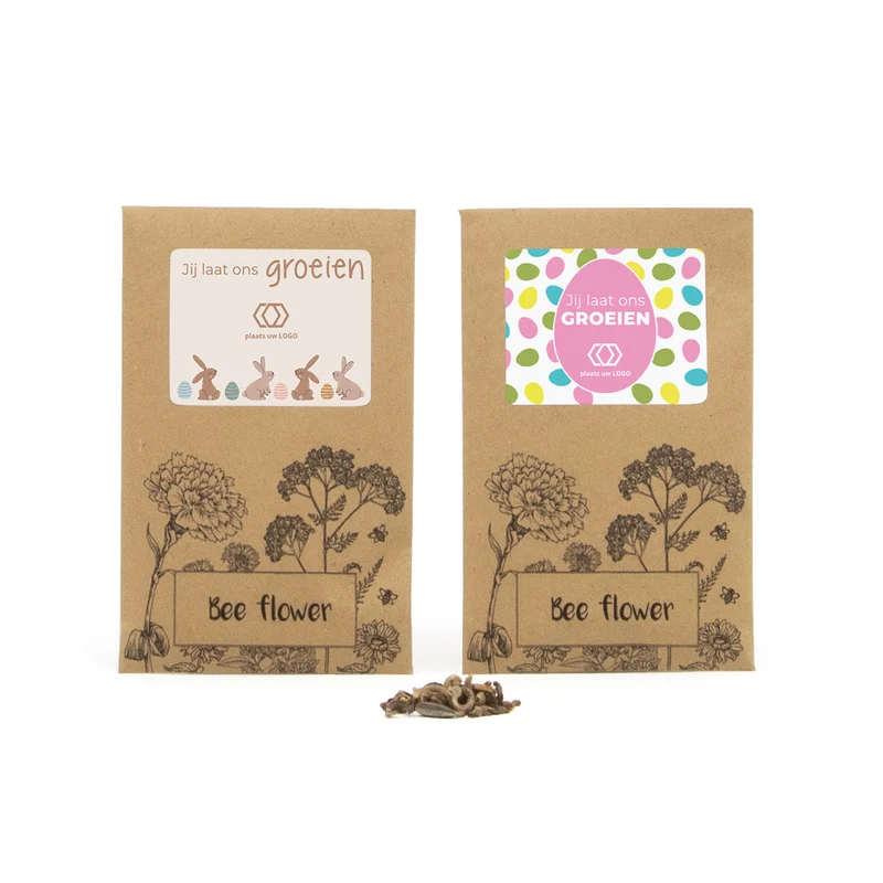 Bee flower zakje met eigen etiket - Pasen