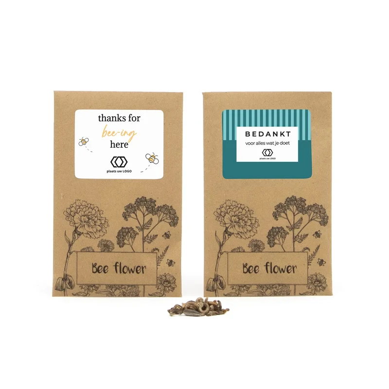 Bee flower zakje met eigen etiket - Zakelijk