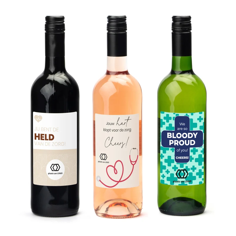 Fles wijn met eigen etiket - Verpleging