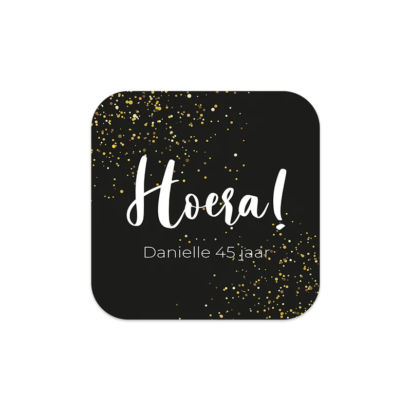 Persoonlijke vierkante stickers 15 stuks (5 x 5cm) - Verjaardag