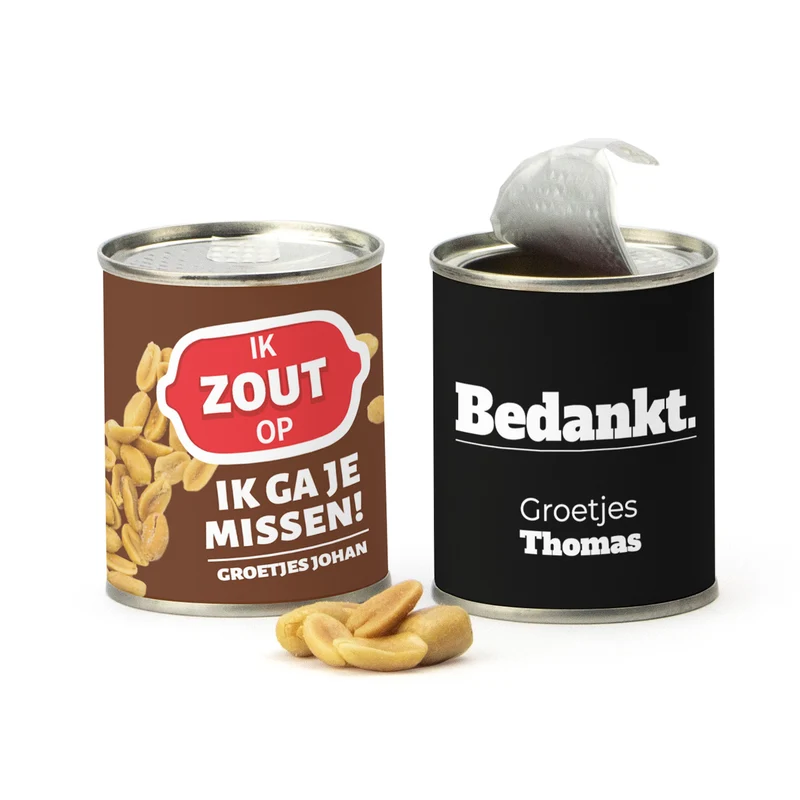 Blikje Zoute pinda's - Afscheid Collega's