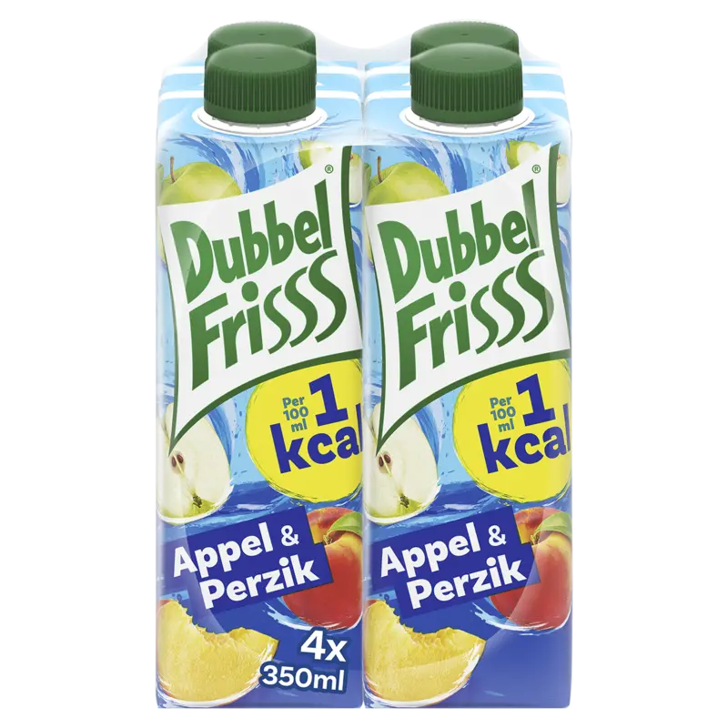 DubbelFrisss 1kcal appel-perzik 4-pack