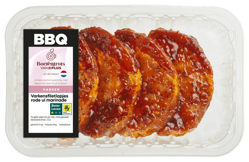 Boerentrots Varkensfiletlapjes rode ui marinade