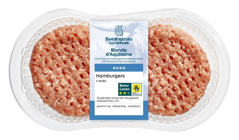 Boerentrots Blonde d'Aquitaine Hamburger 4 stuks