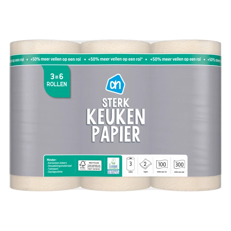 Keukenpapier sterk 3=6 rollen