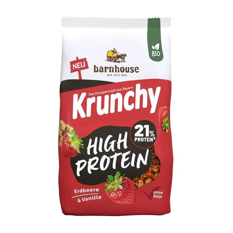 Barnhouse Krunchy High Protein Aardbei & Vanille 450 gram