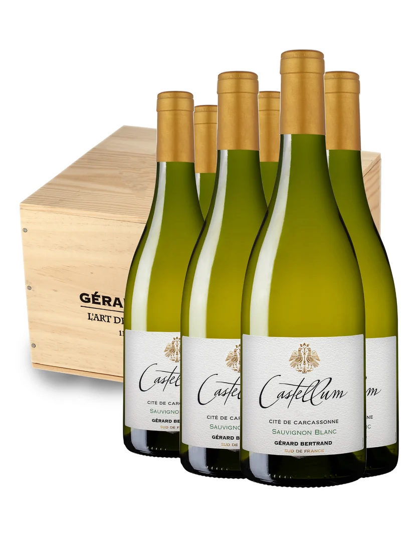 Castellum Sauvignon Blanc IGP Cité de Carcassonne 2023 – 75cl Caisse Bois 6 Bouteilles vin blanc