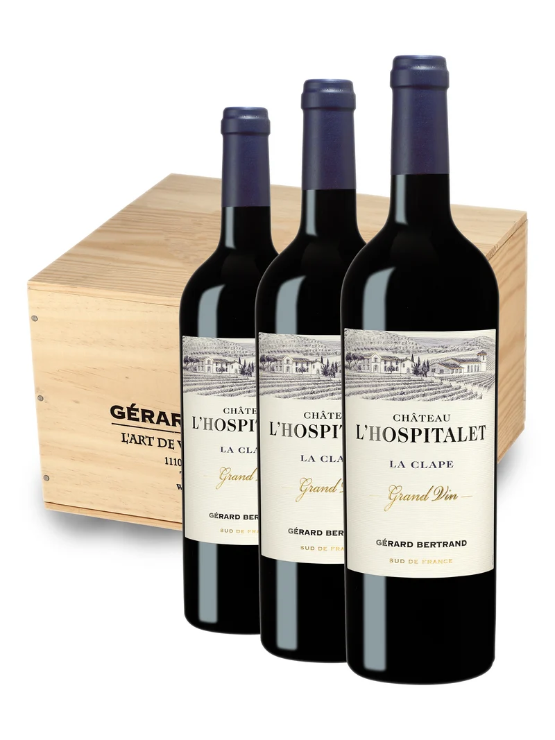 Château L'Hospitalet Grand Vin Rouge AOP La Clape 2022 – 75cl Caisse Bois 6 Bouteilles