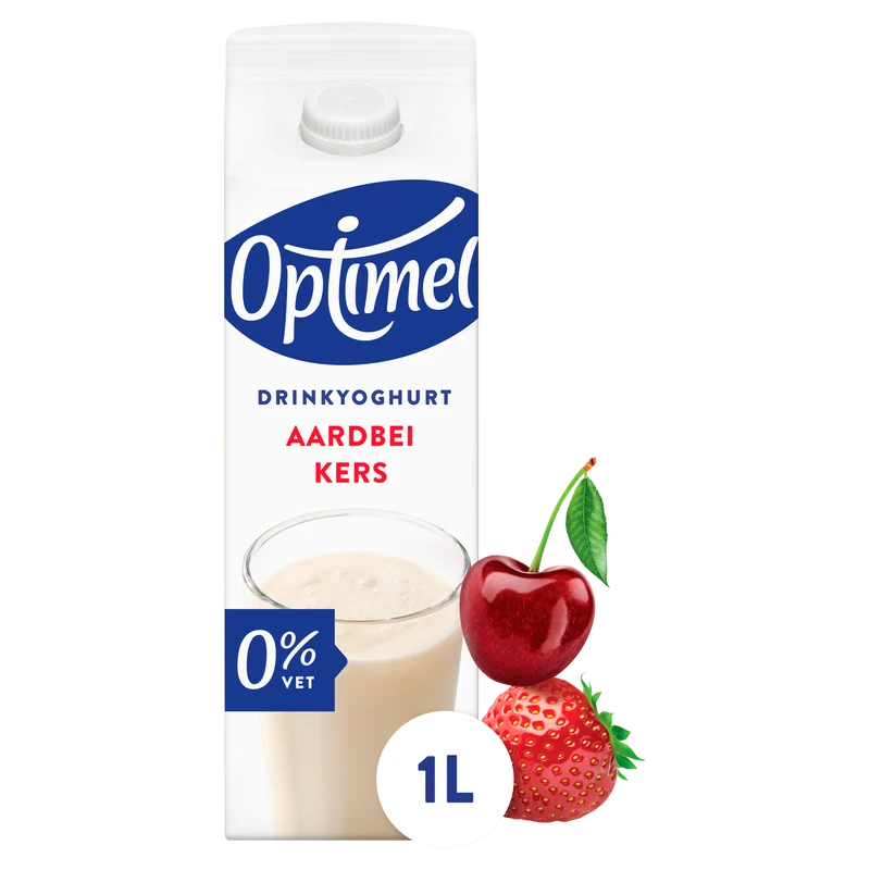 Optimel Drink aardbei-kers 0% vet
